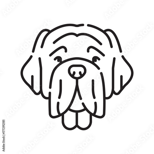 mastiff black line icon for digital and print projects. Dog breed.