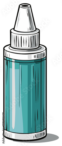 Teal liquid dropper bottle illustration for medical or cosmetic solutions