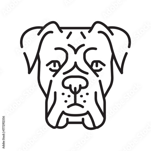 boxer black line icon for digital and print projects. Dog breed.