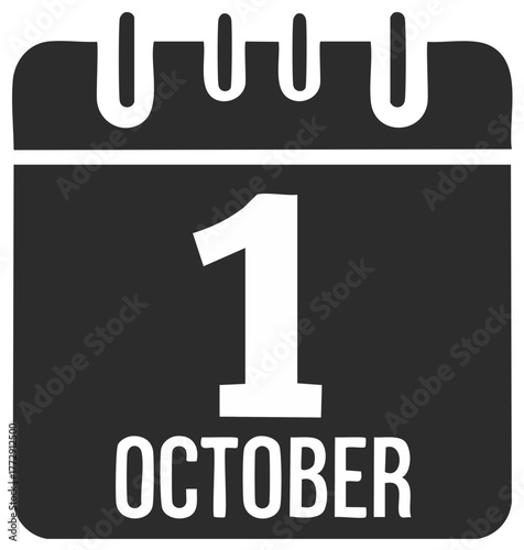 Calendar icon showing the first day of October, a significant date for scheduling events and planning activities