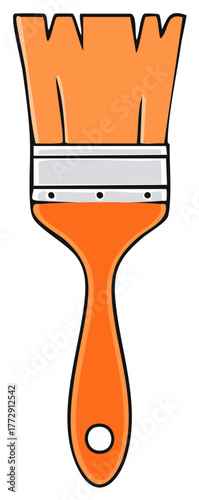 Vibrant orange paint brush with silver ferrule for art projects and home renovation
