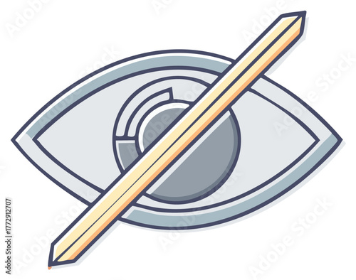 No Looking Forbidden Sight Line Blocked Viewing Obstructed Restriction Symbol for Confidentiality or Privacy Cartoon Illustration