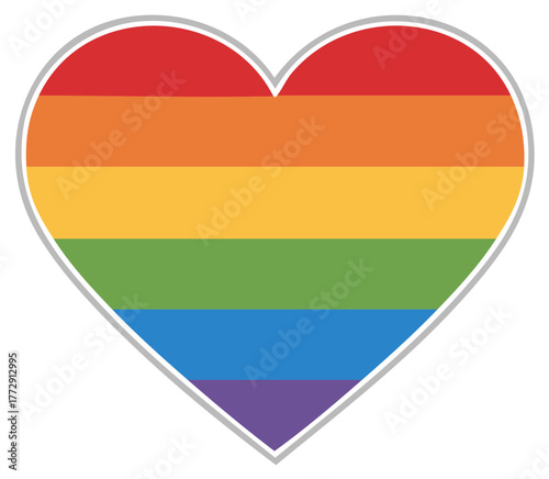 Colorful Rainbow Heart Vector Icon Symbol of LGBTQ Pride and Love