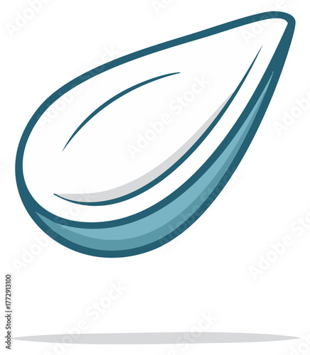 Stylized vector illustration of a single seed or water drop with blue outline and smooth shading