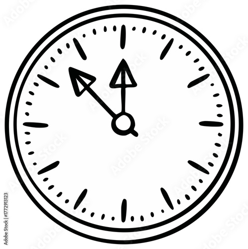 Hand drawn clock face showing eleven o'clock, time concept