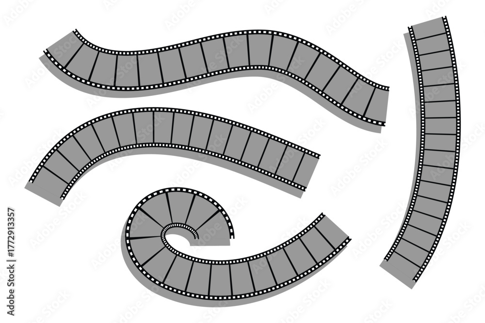 Fototapeta premium Old retro tape film video movies, Grunge vintage film strip for photo video filming . Old grunge movie film long strip set, vintage filmstrip roll frame, vector photo background. eps 10 