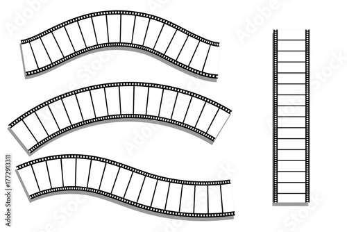 Old retro tape film video movies, Grunge vintage film strip for photo video filming . Old grunge movie film long strip set, vintage filmstrip roll frame, vector photo background.  eps 10 