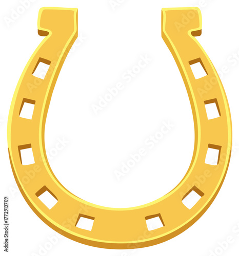Shiny Golden Horseshoe Luck and Fortune Icon Graphic Element Illustration