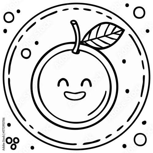 Cartoon happy orange character in a decorative frame illustration