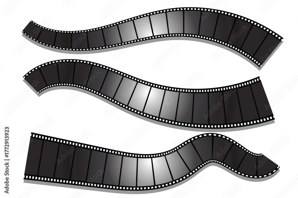 Fototapeta premium Film strip, long grunge filmstrip, old vintage movie reel frames, vector cinema video or photo tape. Vertical illustation of a filmstrip. eps 10