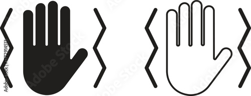 Hand with Vibration or Shake Icon Set - Earthquake and Smartphone Alert Symbol Vector