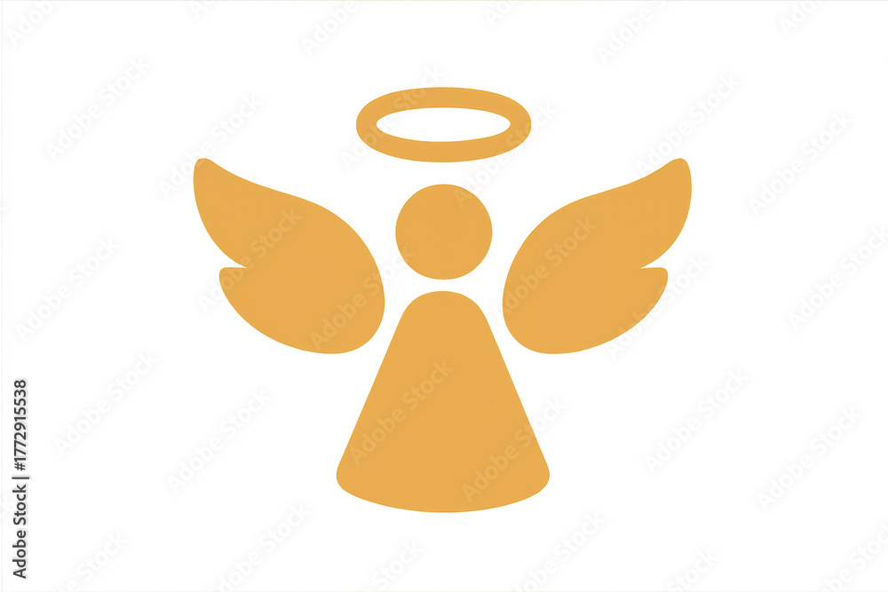 Obraz premium Golden angel icon representing religion, spirituality, holiday, christmas, peace, purity, salvation, heaven, and grace