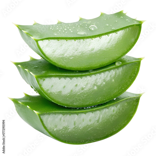 Wallpaper Mural Three fresh aloe vera slices stacked on a transparent background isolated on transparent background Torontodigital.ca