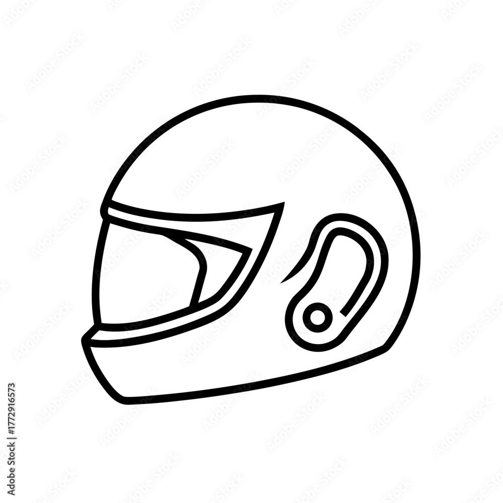 Fototapeta premium Outline of a race helmet on transparent background