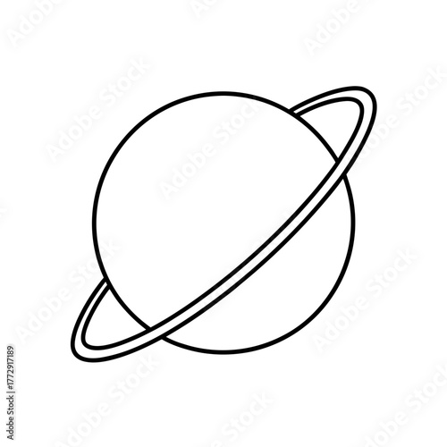 Saturn planet simple art on transparent background