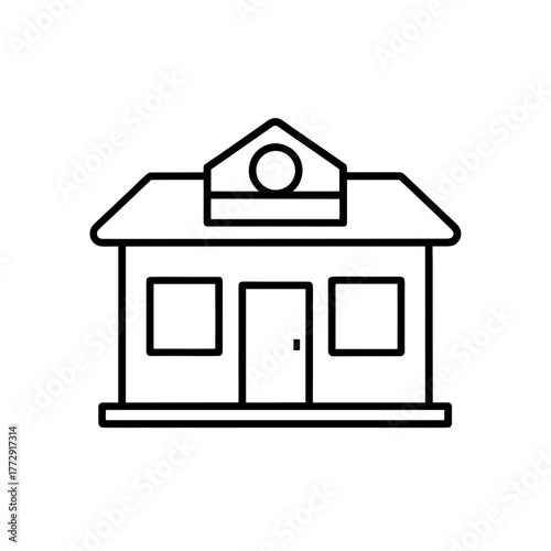 Simple building line art on transparent background