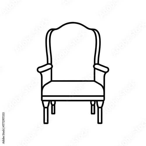 Elegant outline of chair on transparent background