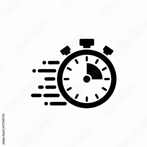 A black and white stopwatch icon indicates speed and the passage of time.