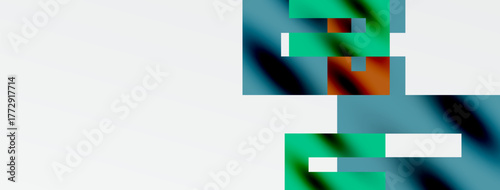 Abstract colorful shapes dominate image. Blue, green, orange hues blend, creating dynamic visual texture. Minimalist composition.