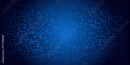 High speed dot moving technology concept. stripes halftone with blue light. speed movement pattern and motion blur over dark blue background. Vector Illustration.