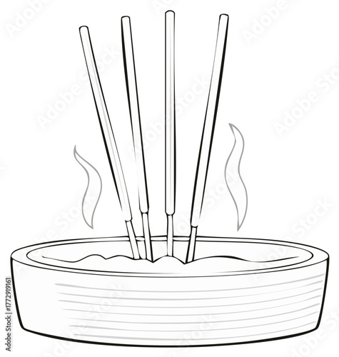 Burning Incense Sticks in a Holder Aroma Therapy Zen Meditation Doodle