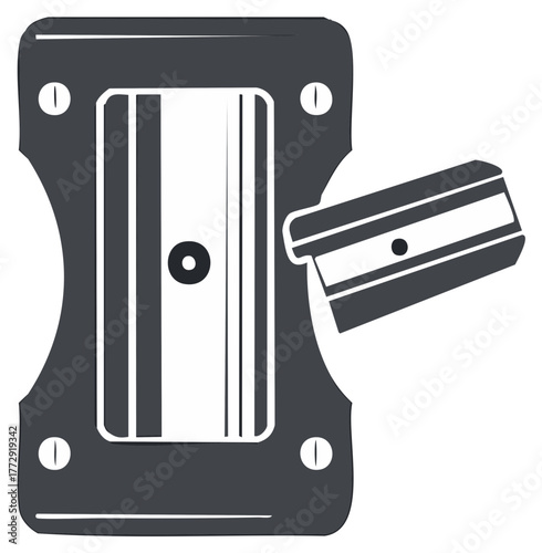 Automatic pencil sharpener with detachable shavings container school office supply icon