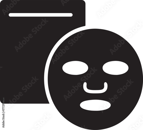 Isolated sheet face mask icon, beauty skincare facial treatment symbols, editable vector art, cosmetic and spa icons for facial care, selfcare, and beauty buyers