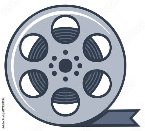 Classic film reel design for movies cinema and entertainment industry illustration  with tape and spools for visual storytelling