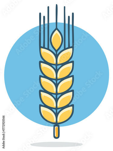 Stylized golden wheat stalk icon vector illustration for agriculture and bakery