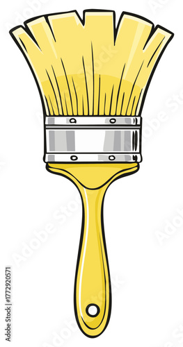 Bright Yellow Paint Brush Isolated Vector Illustration for Home Renovation and Artistic Endeavors