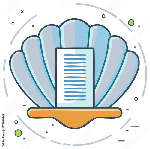 Document inside an open oyster shell, representing a pearl of wisdom or secret information.