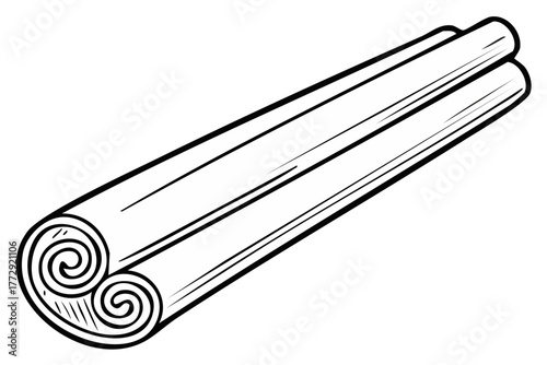 Drawn illustration of cinnamon sticks isolated on white background.