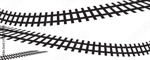 Railway Tracks, Rail Symbols, Railway Signs. vector illustration