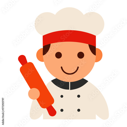 cartoon chef avatar with chef’s hat and rolling pin