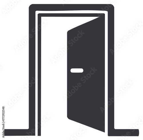 Open Doorway Icon Simple Geometric Silhouette Represents Opportunity and Entry