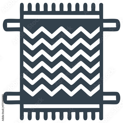 Stylized Loom Weaving with Zigzag Pattern Textile Arts and Crafts Design