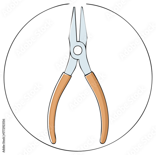Illustration of long nose pliers tool for hobbies and crafts detailed drawing
