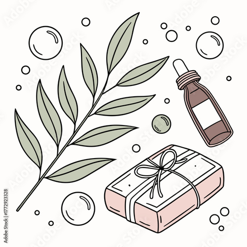 Handmade Soap Vector with Natural Skincare Design