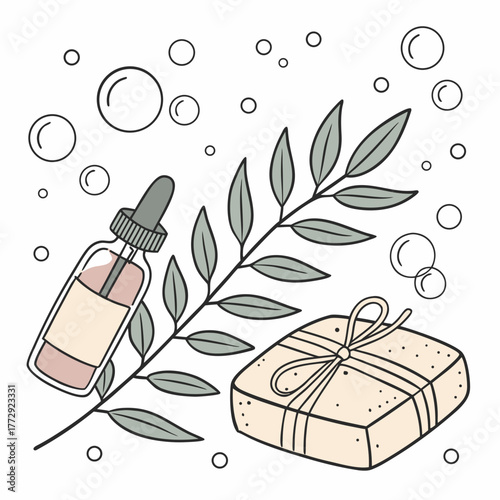 Handmade Soap Vector with Natural Skincare Design
