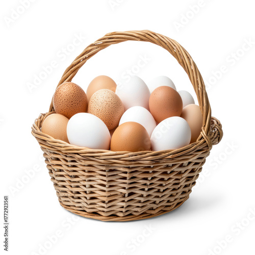 Wallpaper Mural A basket of farm-fresh eggs, their shells in soft shades of brown and white. full length isolate on transparent background Torontodigital.ca