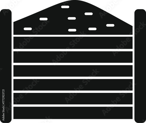 Black silhouette of compost bin storing organic waste, promoting sustainable gardening practices