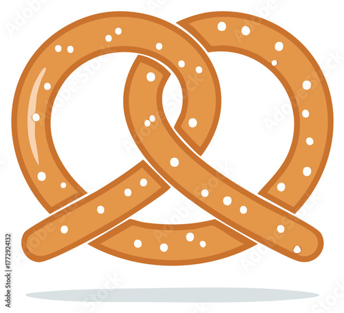 Isolated vector illustration of a classic salted pretzel knot with a baked appearance