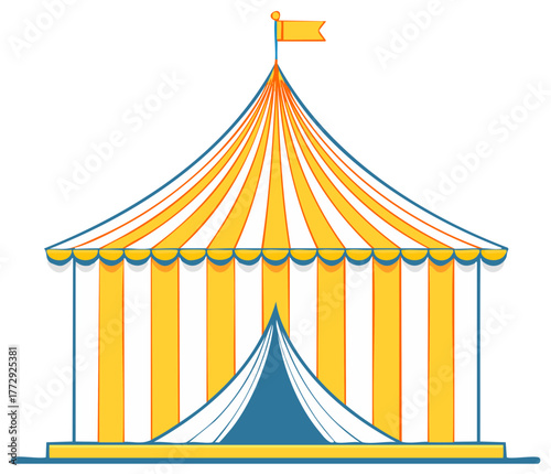 Colorful Striped Circus Tent Illustration for Festive Events and Entertainment
