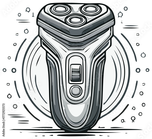 Modern Electric Rotary Shaver for Men's Grooming with Dynamic Lines