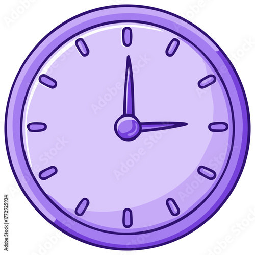 Pastel Purple Round Wall Clock Showing the Time Quarter Past Two O'Clock in Clean Design