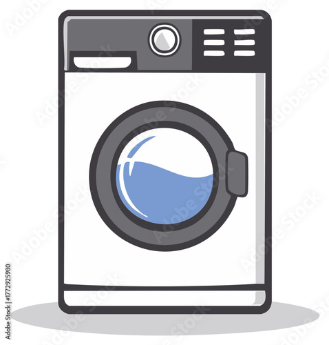 Modern front loading washing machine icon for laundry and cleaning cartoon vector illustration