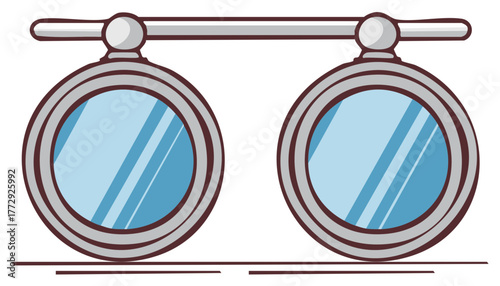 Illustration of steampunk style glasses with round lenses and metal frame
