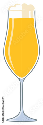 Elegant Tulip Beer Glass with Light Beer and Head