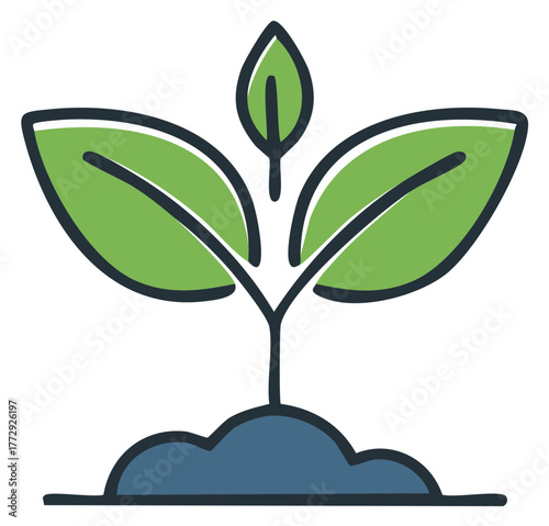 Stylized Sprout Icon Fresh Growth Graphic Isolated