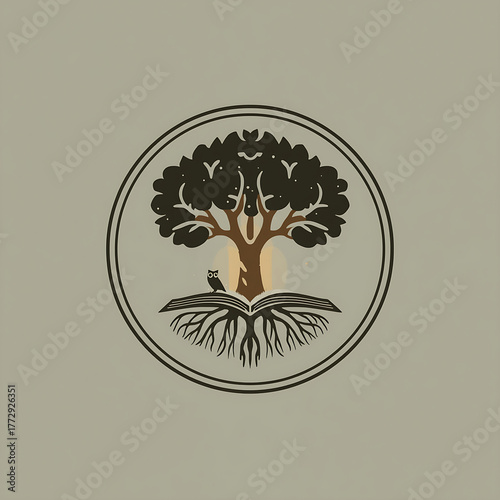 Minimalist logo design for the YouTube channel “Raízes da Mente,” reflecting themes of wisdom, folklore, and life lessons.